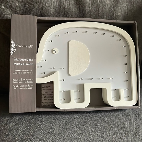 The Peanutshell Elephant White Elephant Marquee Wall Light - Picture 2 of 12